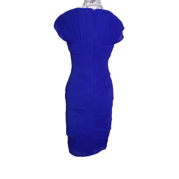 🆕 Adrianna Papell Layered Tiered Chiffon Cap Sleeve Dress 4 Blue - Picture 6 of 11
